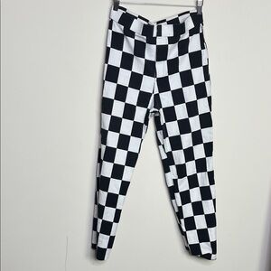 Zara Black & White Checkered Cropped Pants